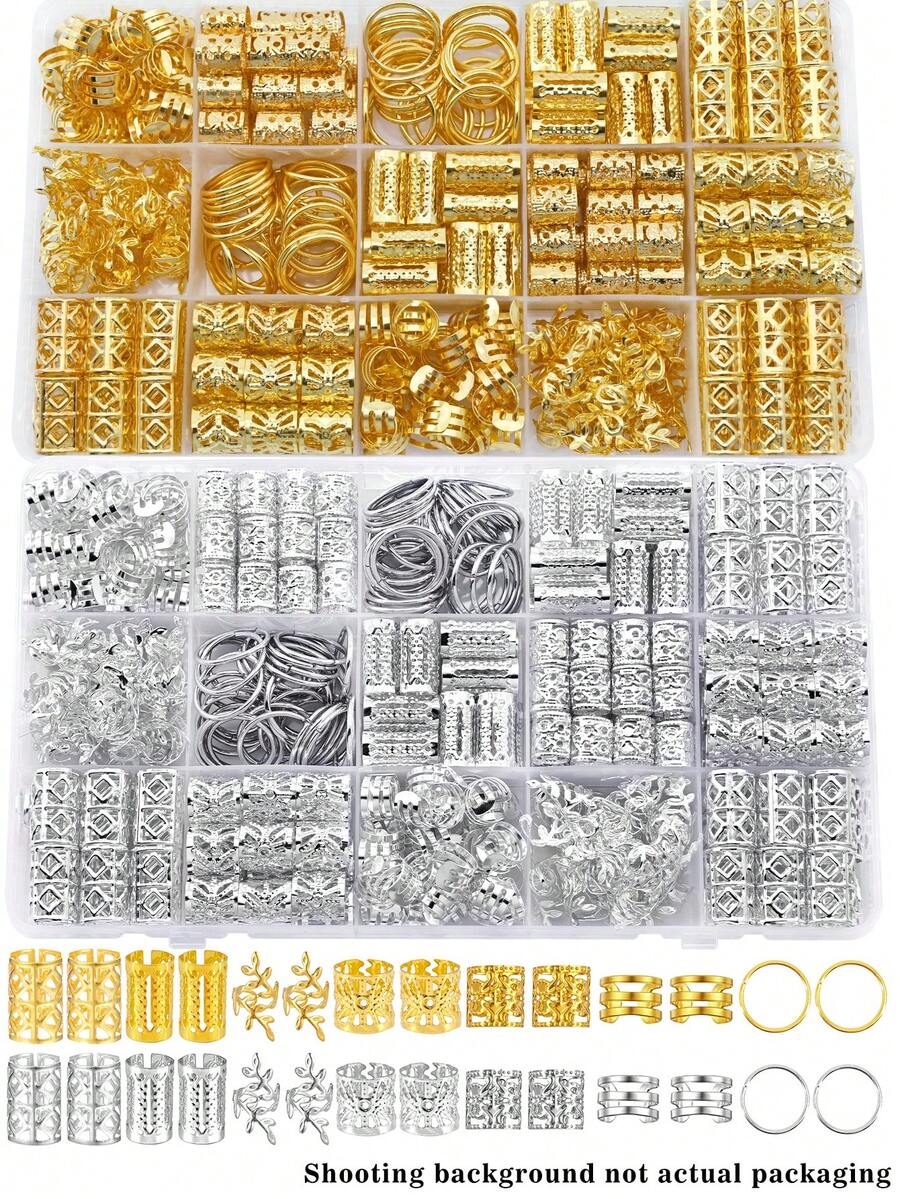 140pcs Metal Hair Clips, Hair Ties, Hair Accessories Suitable For Braids, Adjustable Hair Jewelry Accessories - Multicolor - View 1