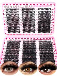 600/320/60片装 D型卷翘 30D-100D 6种款式 10-18mm 簇状假睫毛 自然浓密 柔软轻盈 可重复使用 分段式假睫毛 日常 派对 旅行 - D - 查看 7