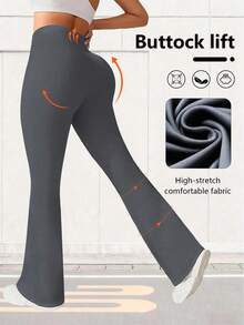 Women's Tight Dance Flared Yoga Sports Pants - 深灰色 - 查看 4