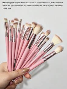 1/11/21/40件套专业化妆刷套装，包含化妆海绵、化妆包、全套面部化妆刷（适用于粉底、眼影晕染），粉色化妆刷套装（含美妆海绵），完整化妆工具套装，旅行化妆包，适合初学者女性日常化妆 - 彩色 - 查看 12