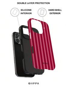 Pink Stripe Elements Fashion 1pc Red Striped Print Design Phone 17 Pro Max Case, Suitable For Phone 16 Pro Max, 15 Pro Max, 14 Pro Max, Korean Stylish And Interesting Phone Case, Compatible With 11/12/13/14/15/16 Pro Max Plus, Elegant Design Suitable For Both Men And Women, Ideal Gift For Easter, Spring, Wedding Season And Birthday For Girlfriend - Red - View 9