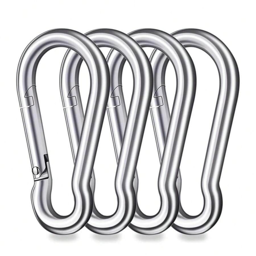 Gancho de presión de resorte de acero inoxidable 304, hebilla de llavero para exteriores, gancho de resistente de 300 libras, hebilla de elevación, hebilla de cadena, rop para mascotas - 6 piezas - Ver 1
