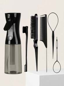 6pcs Hair Styling Set, Including Spray Bottle, Comb, Smooth Brush, Styling Brush, Tail Comb, Hair Accessories, Suitable For Makeup, Hairstyling - Multicolor - View 14