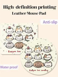 1 件装,卡通猫图案 PU 皮革鼠标垫,笔记本电脑桌垫,防滑,可水洗,防污,适合情侣/学生/办公室/学习空间,生日礼物,毕业礼物。 - 查看 7