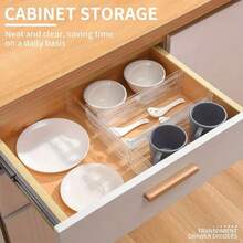 4/8pcs Adjustable Drawer Dividers, 2pcs/Set Transparent Expandable Drawer Dividers, Wardrobe Underwear Socks Organizer, Suitable For Clothing, Tableware, Cosmetics Storage, Home And Office Drawer Storage, Wardrobe Storage - Clear - View 7