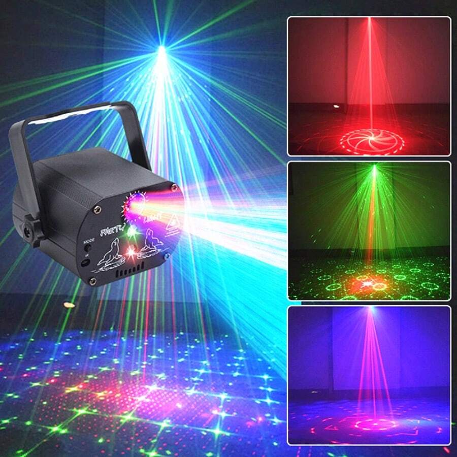 أضواء الحفلات، أضواء ديسكو دي جي، كرة ديسكو، مصباح LED وامض مستشعر صوت RGB، مصباح يدوي، جهاز عرض وتحكم عن بعد، حفلة منزلية، نادي كاريوكي، KTV، بار، رقص، تخييم، عطلة، ديكور، عرض ضوئي، مصباح إسقاط