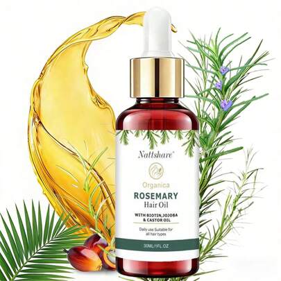 1瓶/2瓶装有机迷迭香护发油，按摩分叉发梢和干燥头皮 - 滋养秀发、保湿滋润的必备护发油，促进头发健康 - 首先滋养头皮，强健发根 | 即刻增添光泽和蓬松感 | 适合干性/中性/油性发质，男女通用