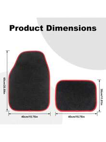 4pcs Universal Car Floor Mats Set, Front And Rear Carpets With Red Edging, Non-Slip Car Floor Mats, Sporty Car Interior Accessories, Suitable For Most Car Models - One Size - View 2