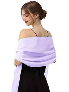 1条长款柔软雪纺围巾披肩，时尚披肩，适合晚礼服、婚礼、新娘装扮，女士黑色羊绒披肩，尺寸200*68厘米/78*27.3英寸 - 彩色 - 查看 18