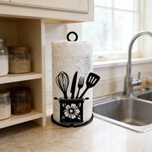 Portarotolo di carta igienica elegante a forma di pala in metallo, portarotolo in ferro nero per la cucina, senza installazione necessaria, adatto per tavolo da pranzo, camera da letto e altri stili country casa, design durevole - Multicolore - Visualizzare 10