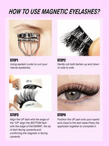 Sibeuna 1 Pair Magnetic False Eyelashes, Half Lashes, Short Magnetic Lashes, Natural Cat Eye Makeup Effect Reusable, Suitable For Lash Extension, Perfect For Slouchy People, Beauty Bloggers, Gifts - Black - View 9