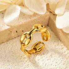 1pc Classic Minimalist 18K Gold Plated 3D Pig Nose Open Ring, Suitable For Daily Wear For Women - Gold - View 5