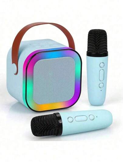 Altavoz Bluetooth Portátil, Bocina Máquina Karaoke Micrófono|Bocina Bluetooth Karaoke Potente Portátil con 2 Micrófonos | 4H Duración, Ideal Fiestas y Viajes