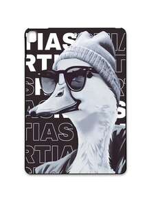 鸭子图案单件装酷炫哑光黑扁平保护壳，复古鸭子插画，戴着时尚眼镜/针织帽，街头风幽默设计，柔软TPU防刮材质，兼容iPad，时尚达人的绝佳礼物 - 黑色 - 查看 31