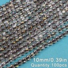 Hạt nhựa rỗng 10mm, hạt thủy tinh tròn, hạt đệm dùng để làm đồ trang sức DIY, vòng tay, dây chuyền. - Những hạt lá vàng lấp lánh - Xem 13