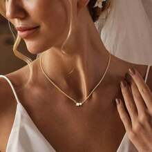 BERISO 14K Gold Necklace For Women With Diamond Pendant Necklace Elegant Dainty Pearl Jewelry Everyday Luxury - Dây chuyền vàng - Xem 4