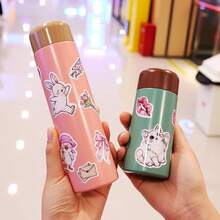 EcoNymphal 5盎司/150毫升/8.5盎司/250毫升迷你不锈钢纤细保温小旅行水瓶，咖啡杯，口袋水瓶，保温保冷，防漏，附赠可爱贴纸，女士礼物，情人节礼物 - 彩色 - 查看 2