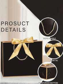 Gift Bags With Handles, Black Bags With Bow Ribbon Suitable For Wedding, Birthday, Bridesmaid, Groomsman, Party Favors, Thanksgiving, Father's Day, Mother's Day, Graduation, Available In 3 Sizes - Multicolor - View 4