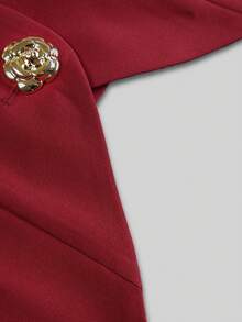 Women's Burgundy V-Neck Button Vest, Suitable For Valentine's Day, Office And Casual Occasions, Spring/Summer - Red - View 4