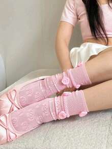 1 Pair Girl Delicate Floral Lace Trim Short Socks, Cozy - Multicolor - View 14