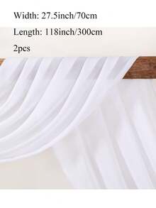 白色雪纺帷幔装饰，适用于婚礼拱门、婚礼仪式拱门（雪纺面料）、婚礼庆典拱门帘、婚礼背景帘、婚礼拱门装饰薄纱帘 - 白色 - 查看 11