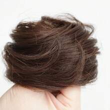 1 chiếc kẹp tóc giả thẳng cho nữ, kiểu tóc búi bồng bềnh, phụ kiện tạo kiểu tóc vòng tròn mềm mại. - Nhiều màu - Xem 8