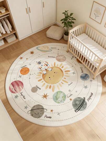 1 tấm thảm tròn hình hệ mặt trời phi hành gia, thảm trang trí dễ thương, thảm trang trí, thảm chơi game dễ thương, thảm trang trí, trang trí phòng ngủ, thảm nhỏ, thảm trải sàn, trang trí nhà cửa, thảm ngoài trời, thảm có thể giặt được.
