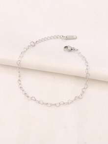 1pc Stainless Steel Heart Bracelet Fashion Simple Gold Color Statement Chain Bracelets Jewelry Gift For Women - Bracelet - View 4