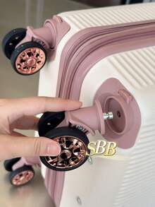 High-Quality Carry-On Suitcase, 4-Piece Double-Wheel Design, 360-Degree Rotating Wheels, 8kg Capacity. - 米色帶粉色 - 查看 2