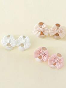 3 đôi tất ngắn dễ thương có nơ cho bé gái, tất cổ chân bằng cotton thoáng khí, chống trơn trượt, thích hợp cho trẻ nhỏ chơi trong nhà. - Nhiều màu - Xem 8