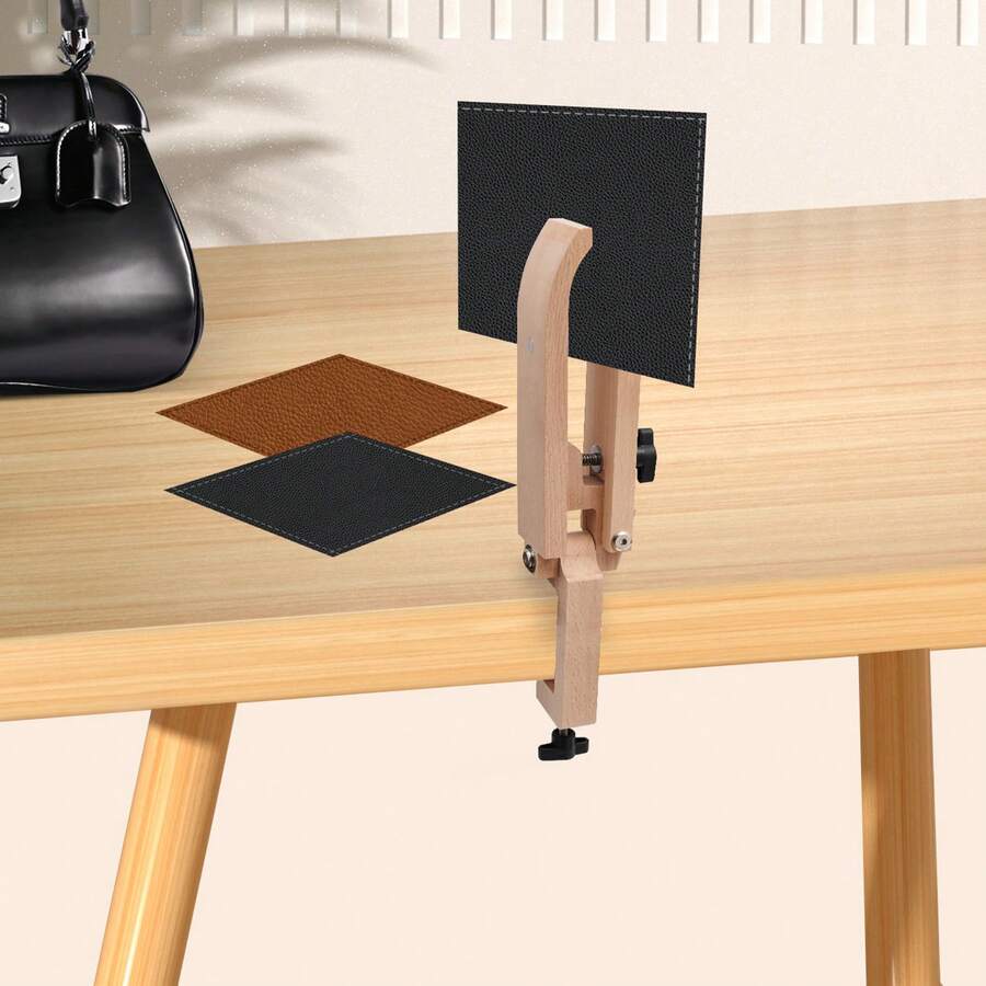 kangten Leather Craft Hand Table Stitching Sewing Lacing Pony Horse Wooden Clamp Tools - A - View 1