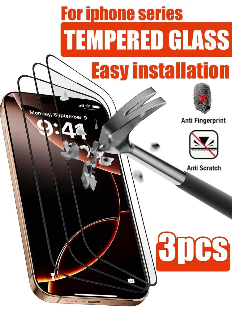 Bộ 3 miếng dán màn hình cường lực phủ toàn màn hình với viền đen in lụa dành cho iPhone 16 Pro Max. Dễ dàng lắp đặt, tương thích với ốp lưng điện thoại, độ trong suốt cao, chống bám vân tay, không bọt khí và cảm ứng nhạy. Tương thích với iPhone 17 Pro Max/17 Pro/17 Air/17e/16 Pro Max/16 Pro/16 Plus/16e/16/15 Pro Max/15 Pro/15 Plus/15/14/13/12/11. Một phụ kiện điện thoại tuyệt vời, hoàn hảo để làm quà tặng cho gia đình và bạn bè, và là vật dụng thiết yếu cho cuộc sống và công việc hàng ngày. - Trong sáng - Xem 9