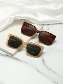 1pc European And American Retro Cat Eye Frame Y2K Fashion Glasses, Versatile Lightweight Leopard Print Bohemian PC (Polycarbonate) Fashion Glasses, Suitable For All Seasons - Multicolor - View 3