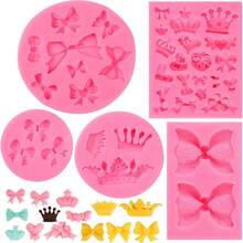 1 pièce Moule en silicone pour patch en résine, moule pour patch de barrette à cheveux avec nœud couronne, convient pour les patchs de coque de téléphone, les pendentifs de bijoux, les pendentifs de porte-clés, les loisirs créatifs DIY - Rose bonbon - Voir 1