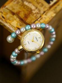 Jam Tangan Quartz Gelang Wanita, Desain Vintage Modis dan Menawan, Cocok untuk Pemakaian Sehari-hari, Hadiah Ulang Tahun/Wisuda - MultiWarna - View 6