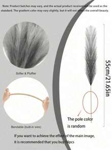 1/10/14/20pcs Artificial Reed Grass, 21.65 Inches/55cm, Suitable For Wedding, Office, Party, Garden, Farmhouse, Dining Table, Fireplace, Faux Flowers, Autumn Decoration, Thanksgiving, Halloween, Christmas Decoration, Party Decoration, Home Decor - Black - View 7