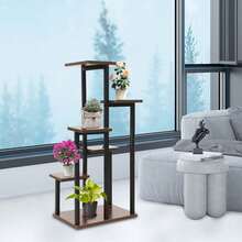 SENDERPICK Freestanding Plant Stand 6-Tier Plant Stand Plant Display Stand - Black and Brown - View 12