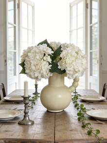 [Cantidad] Piezas/Set Ramo de flores de hortensias artificiales de 23 cm, tallos de flores de hortensias falsas, adecuado para centro de mesa de boda, decoración del hogar (Blanco) - Multicolor - Ver 2