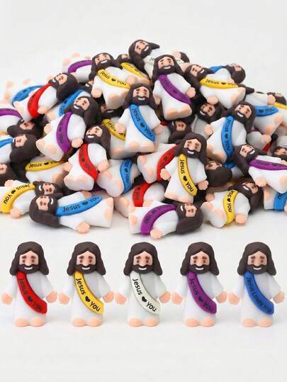 Bộ 10/20/50 tượng Chúa Giê-su mini "Chúa Giê-su yêu thương bạn", tượng nhỏ bằng cao su nhiều màu sắc dùng để nhét vào trứng Phục Sinh, quà tặng tiệc tôn giáo, quà tặng Chúa Giê-su nhỏ cho trò chơi trốn tìm Chủ nhật, mô hình Chúa Giê-su thu nhỏ, mô hình Cơ đốc giáo, mô hình nhỏ, quà tặng Chúa Giê-su.
