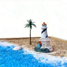 1pc Lighthouse Figurine, Nautical Theme Lighthouse Statue, Mediterranean Style Lighthouse Statue Decor, Suitable For Fairy Garden, Ocean Landscape Decoration, Nautical Craft Sand Table Scenery Accessories, Home Decor - A - View 4