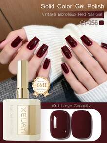 1 Bottle 40ml Vintage Bordeaux Red Nail Polish Gel, Semi-Permanent Nail Gel, Removable UV LED Nail Art Supplies, Nail Design DIY Decoration, Home Salon Gift For Women - Burgundy - View 2