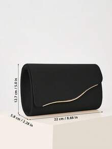 REMANLAND 奢华PU纯色新款女士手拿包，时尚翻盖派对晚宴包，完美钱包设计，带隐藏式卡槽和可拆卸金属链条肩带，适合派对、宴会、聚会、婚礼等场合，是理想的礼物之选。 - 黑色 - 查看 4