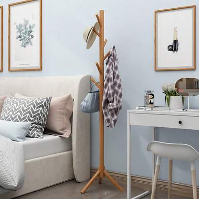 Ahşap Portmanto, İskandinav Tarzı Ayakta Durabilen Elbise Askısı, Yatak Odası ve Ev Kullanımı İçin Askılık, Minimalist Doğal Ahşap Rengi Üçgen Sağlam Tasarım, Çok Fonksiyonlu Çanta ve Şapka Askısı, Oturma Odası Girişi Dikey Depolama Rafı, Ayakta Durabilen Ahşap Portmanto