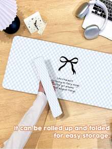 1 Miếng, Tấm lót chuột bằng da PU họa tiết nơ kẻ caro xanh dương, Thảm lót bàn laptop, Chống trượt, Có thể giặt, Chống bám bẩn, Thích hợp cho các cặp đôi/sinh viên/văn phòng/không gian học tập, Quà tặng sinh nhật, Quà tặng tốt nghiệp. - Xem 7