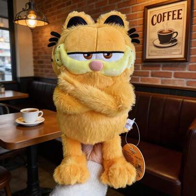 1pc 25cm Hugging  Plush Doll, Cute Fluffy Orange Cat Doll, Classic Soft Stuffed Animal Gift For Kids