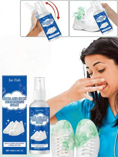 JUE FISH Shoe & Sock Deodorizing Spray - Eliminates Odor & Foot Sweat, Freshens Shoe Cabinet, Fragrant Deodorizing Spray For Shoes, Long-Lasting Scent