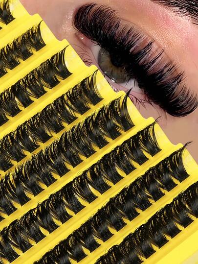 160 piezas Racimos de pestañas postizas estilo D Curl DIY, 100 racimos de pestañas postizas D Curl de 0.07 mm de 8-16 mm de longitud mixta para extensiones de pestañas naturales, súper gruesas y alargadoras, pestañas postizas rizadas individuales, delgadas y alargadoras, con apariencia alargadora y de estilo caricatura, adecuadas para principiantes en casa. 200 piezas de pestañas postizas extra gruesas, capacidad de 200 piezas