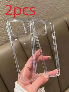 Pelindung Layar Minimalis 2pcs Alas Transparan Lukisan Warna-warni Lubang Besar Lukisan Warna Solid Tahan Guncangan Casing Pelindung Ponsel Tebal Dicetak Kompatibel Dengan iPhone 17, 17 Pro, 17 Pro Max, 16/16 Pro Max, 15 XR/7/8, 15 Pro Max, 12 Pro Max, 13 Pro Max, 14 Pro Max, 13, 14, 11, 12P, 14P, 11P, 12 Casing Ponsel Anti-Jatuh Soft Shell, XS, XR/7 8P, 7 8GES2 Casing Ponsel Hadiah Bisnis - Clear - View 20