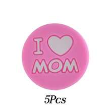 5 pièces Perles rondes en silicone "J'AIME MAMAN", accessoires de bijouterie pour la Fête des Mères, convient pour les bracelets DIY, les colliers, les charms de téléphone, la décoration de sacs, des cadeaux artisanaux créatifs pour la mère et la famille - Multicolore - Voir 16