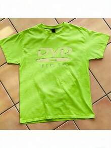 [100% Cotton] DVD Video Nostalgic Green Logo, Vintage Gaming Print T-Shirt, 2000s Aesthetic, Retro Good Shirts, Casual Round Neck Short Sleeve Pullover Tops For Spring / Summer / Fall -Unisex Women & Men's Campus Daily Wear - Forestgreen A - 查看 1